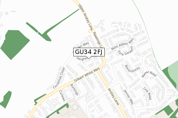 GU34 2FJ map - large scale - OS Open Zoomstack (Ordnance Survey)