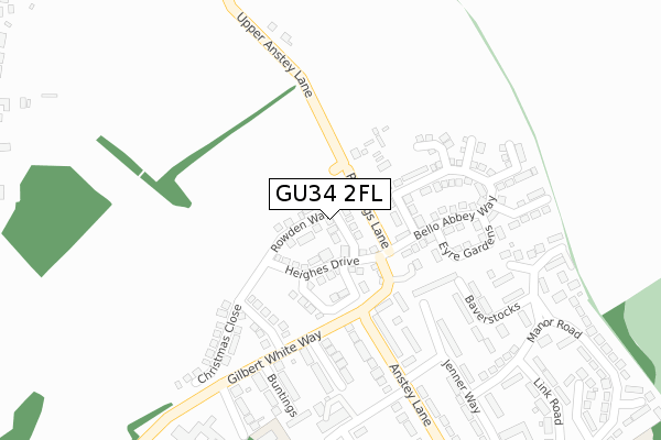 GU34 2FL map - large scale - OS Open Zoomstack (Ordnance Survey)