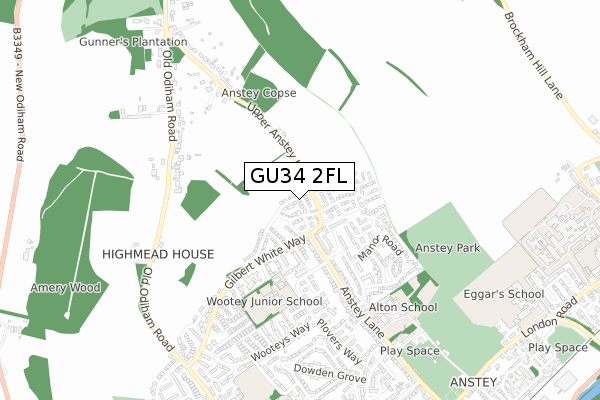 GU34 2FL map - small scale - OS Open Zoomstack (Ordnance Survey)