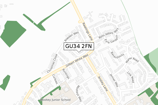 GU34 2FN map - large scale - OS Open Zoomstack (Ordnance Survey)