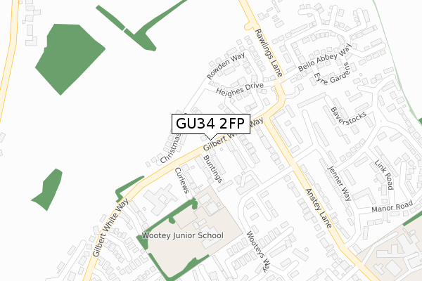 GU34 2FP map - large scale - OS Open Zoomstack (Ordnance Survey)