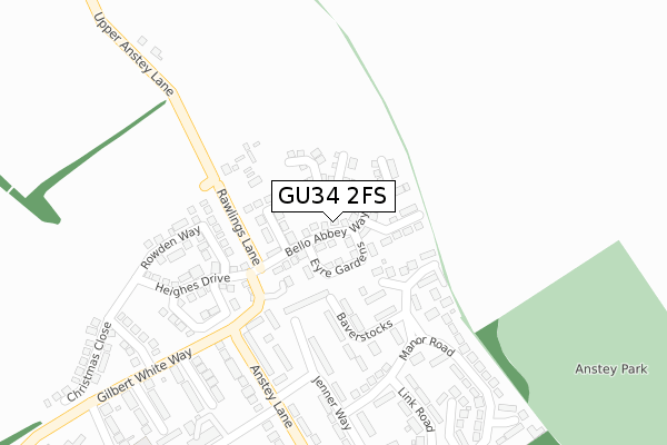 GU34 2FS map - large scale - OS Open Zoomstack (Ordnance Survey)