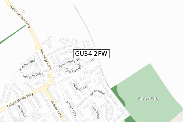 GU34 2FW map - large scale - OS Open Zoomstack (Ordnance Survey)