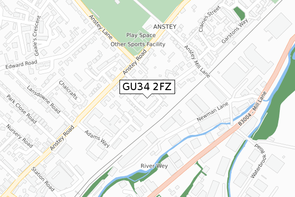 GU34 2FZ map - large scale - OS Open Zoomstack (Ordnance Survey)