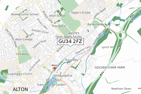 GU34 2FZ map - small scale - OS Open Zoomstack (Ordnance Survey)