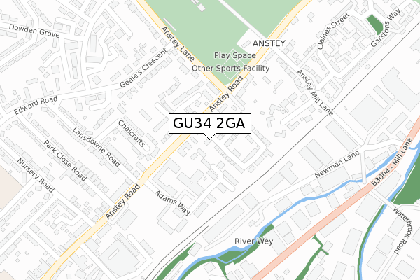 GU34 2GA map - large scale - OS Open Zoomstack (Ordnance Survey)