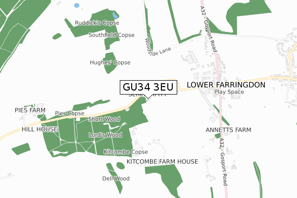 GU34 3EU map - small scale - OS Open Zoomstack (Ordnance Survey)