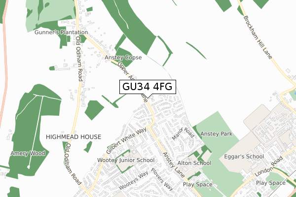 GU34 4FG map - small scale - OS Open Zoomstack (Ordnance Survey)