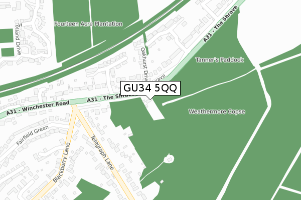 GU34 5QQ map - large scale - OS Open Zoomstack (Ordnance Survey)