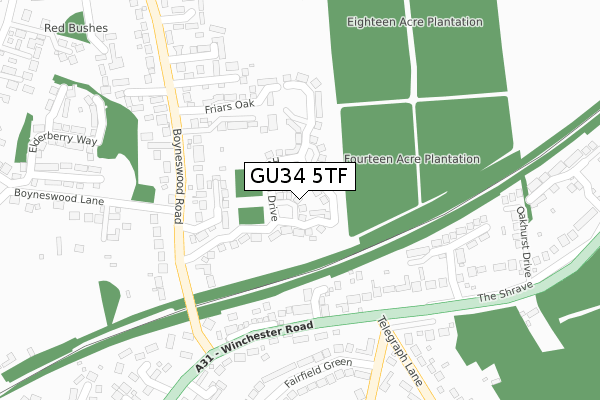 GU34 5TF map - large scale - OS Open Zoomstack (Ordnance Survey)