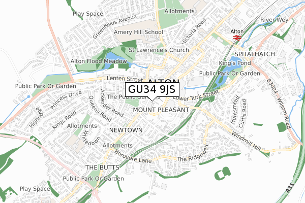 GU34 9JS map - small scale - OS Open Zoomstack (Ordnance Survey)