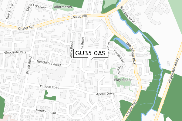 GU35 0AS map - large scale - OS Open Zoomstack (Ordnance Survey)