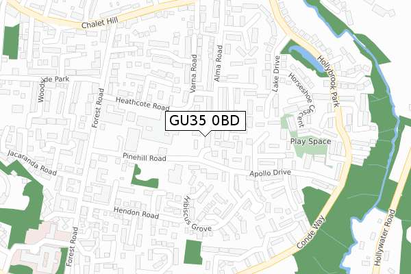 GU35 0BD map - large scale - OS Open Zoomstack (Ordnance Survey)