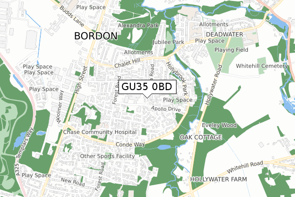 GU35 0BD map - small scale - OS Open Zoomstack (Ordnance Survey)