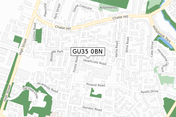 GU35 0BN map - large scale - OS Open Zoomstack (Ordnance Survey)