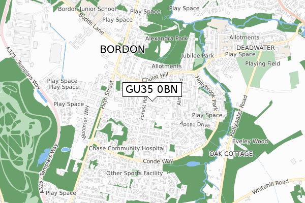 GU35 0BN map - small scale - OS Open Zoomstack (Ordnance Survey)