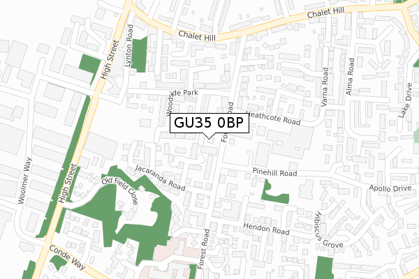 GU35 0BP map - large scale - OS Open Zoomstack (Ordnance Survey)