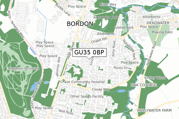 GU35 0BP map - small scale - OS Open Zoomstack (Ordnance Survey)