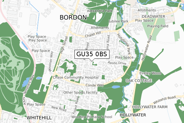 GU35 0BS map - small scale - OS Open Zoomstack (Ordnance Survey)