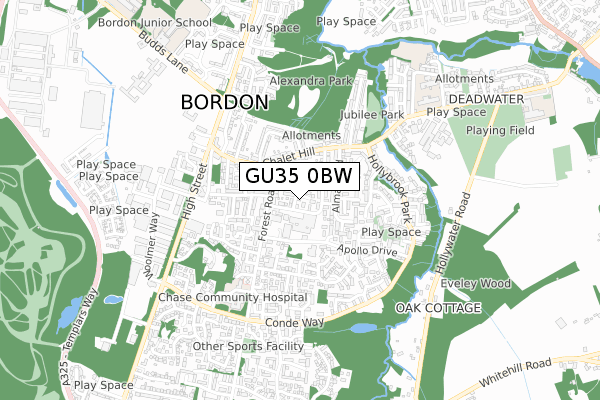 GU35 0BW map - small scale - OS Open Zoomstack (Ordnance Survey)