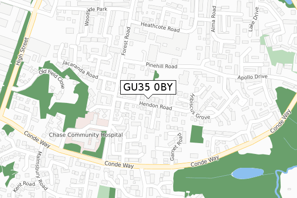 GU35 0BY map - large scale - OS Open Zoomstack (Ordnance Survey)