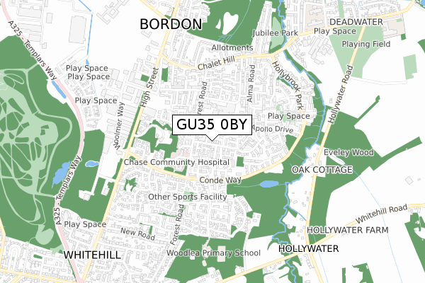 GU35 0BY map - small scale - OS Open Zoomstack (Ordnance Survey)