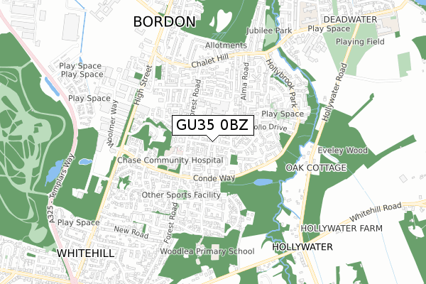 GU35 0BZ map - small scale - OS Open Zoomstack (Ordnance Survey)