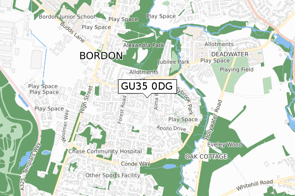 GU35 0DG map - small scale - OS Open Zoomstack (Ordnance Survey)