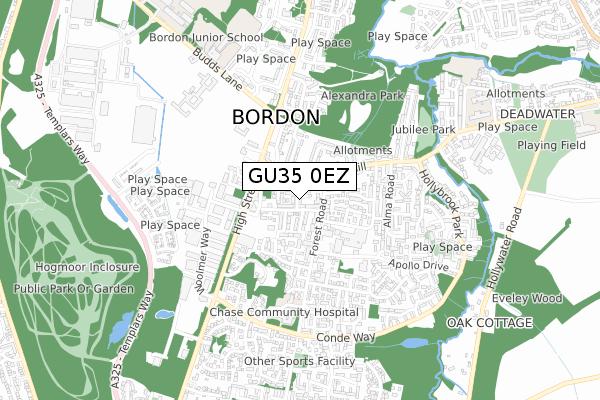 GU35 0EZ map - small scale - OS Open Zoomstack (Ordnance Survey)