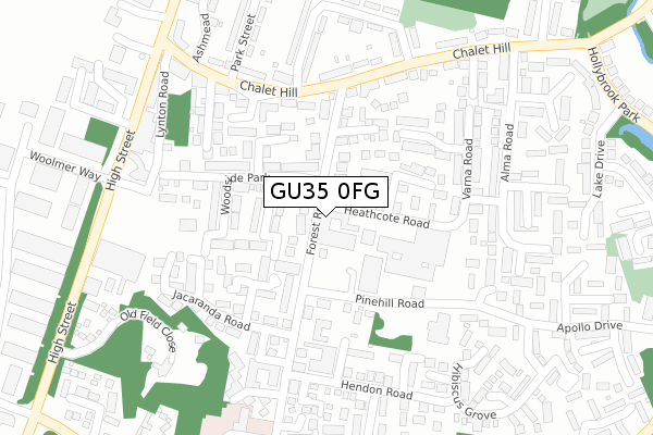 GU35 0FG map - large scale - OS Open Zoomstack (Ordnance Survey)