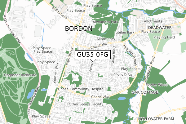 GU35 0FG map - small scale - OS Open Zoomstack (Ordnance Survey)