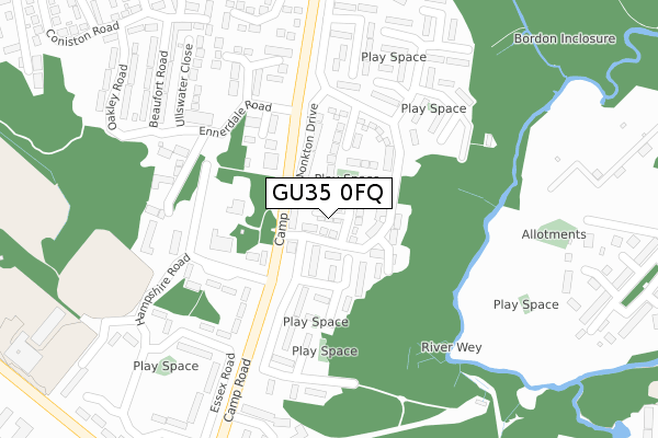 GU35 0FQ map - large scale - OS Open Zoomstack (Ordnance Survey)