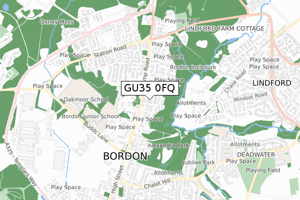 GU35 0FQ map - small scale - OS Open Zoomstack (Ordnance Survey)