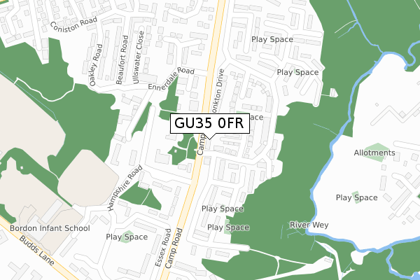 GU35 0FR map - large scale - OS Open Zoomstack (Ordnance Survey)