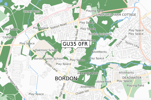 GU35 0FR map - small scale - OS Open Zoomstack (Ordnance Survey)