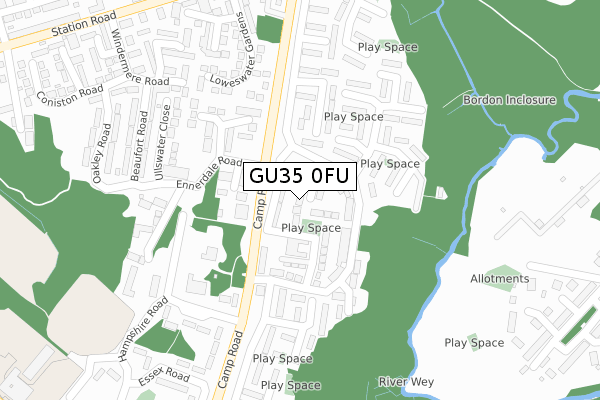 GU35 0FU map - large scale - OS Open Zoomstack (Ordnance Survey)