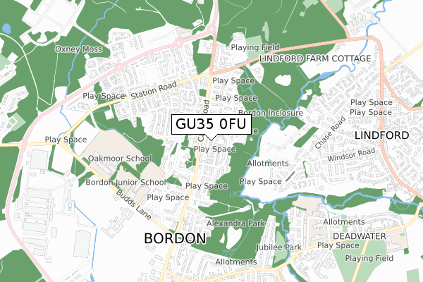 GU35 0FU map - small scale - OS Open Zoomstack (Ordnance Survey)