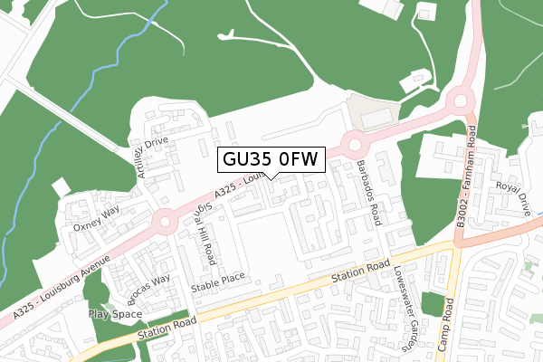 GU35 0FW map - large scale - OS Open Zoomstack (Ordnance Survey)