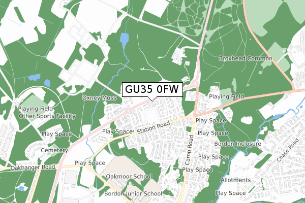 GU35 0FW map - small scale - OS Open Zoomstack (Ordnance Survey)