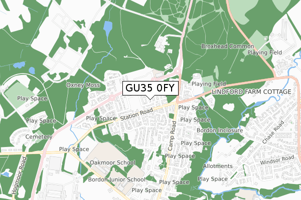 GU35 0FY map - small scale - OS Open Zoomstack (Ordnance Survey)