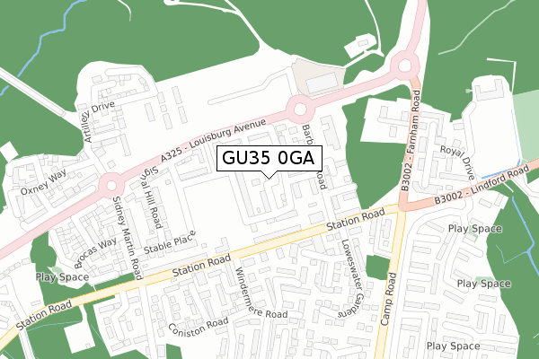 GU35 0GA map - large scale - OS Open Zoomstack (Ordnance Survey)