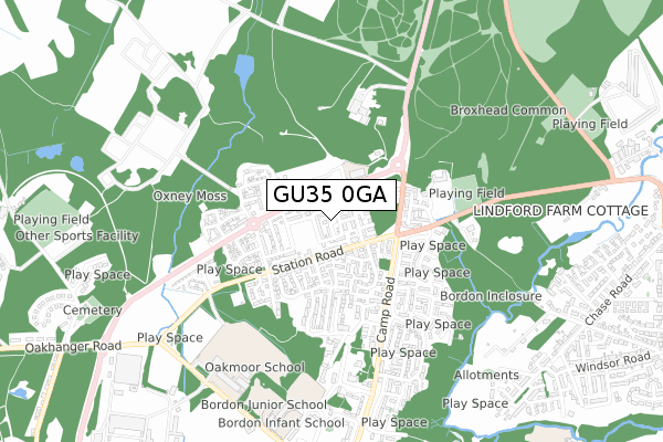 GU35 0GA map - small scale - OS Open Zoomstack (Ordnance Survey)