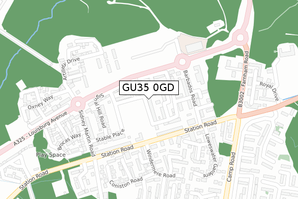 GU35 0GD map - large scale - OS Open Zoomstack (Ordnance Survey)