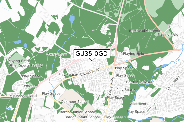 GU35 0GD map - small scale - OS Open Zoomstack (Ordnance Survey)