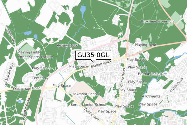 GU35 0GL map - small scale - OS Open Zoomstack (Ordnance Survey)