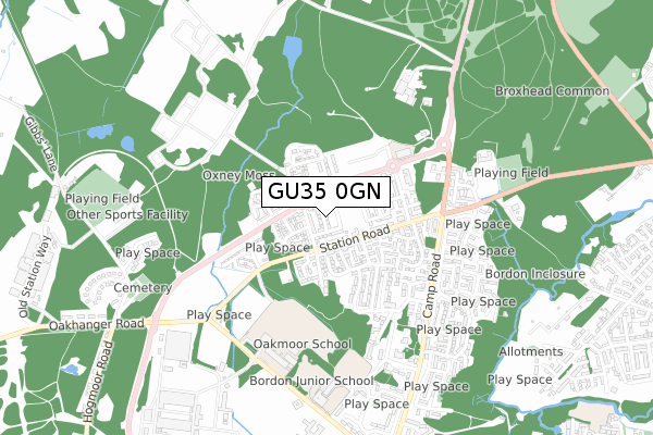 GU35 0GN map - small scale - OS Open Zoomstack (Ordnance Survey)