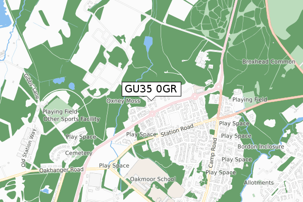 GU35 0GR map - small scale - OS Open Zoomstack (Ordnance Survey)