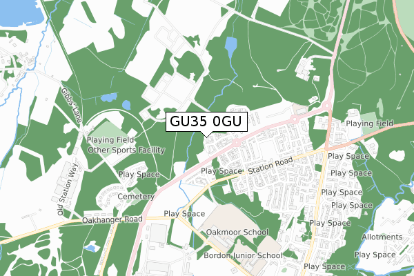 GU35 0GU map - small scale - OS Open Zoomstack (Ordnance Survey)