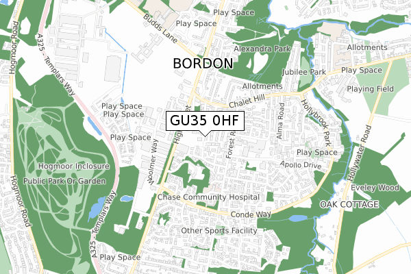 GU35 0HF map - small scale - OS Open Zoomstack (Ordnance Survey)