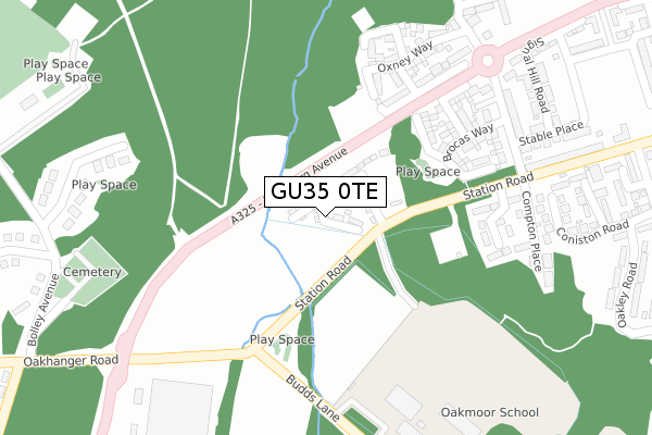 GU35 0TE map - large scale - OS Open Zoomstack (Ordnance Survey)